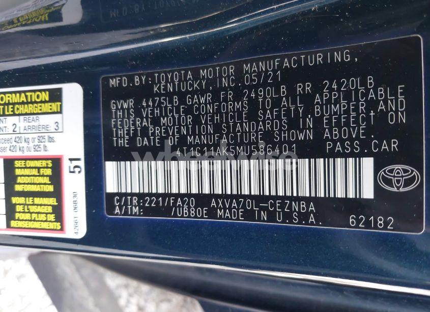 Photo 9 of 2021 Toyota Camry LE (VIN 4T1C11AK5MU586401)