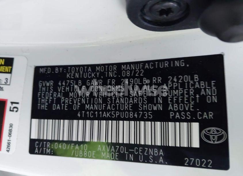 Photo 9 of 2023 Toyota Camry LE (VIN 4T1C11AK5PU084735)