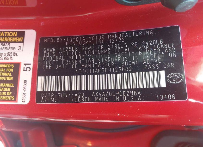 Photo 9 of 2023 Toyota Camry LE (VIN 4T1C11AK5PU126692)