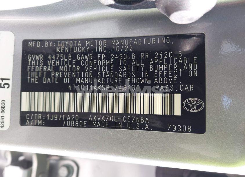 Photo 9 of 2023 Toyota Camry LE (VIN 4T1C11AK5PU748130)