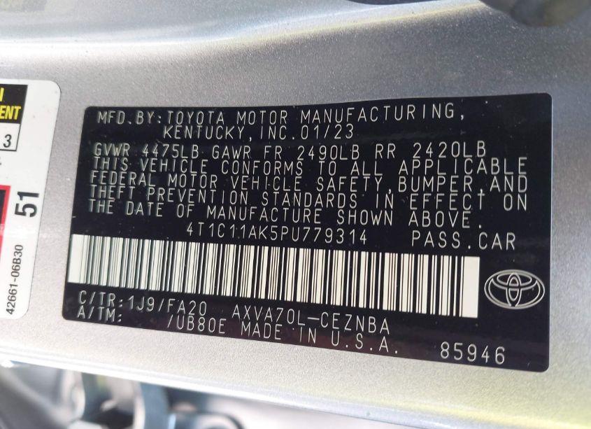 Photo 9 of 2023 Toyota Camry LE (VIN 4T1C11AK5PU779314)