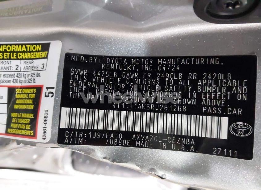 Photo 9 of 2024 Toyota Camry LE (VIN 4T1C11AK5RU261268)