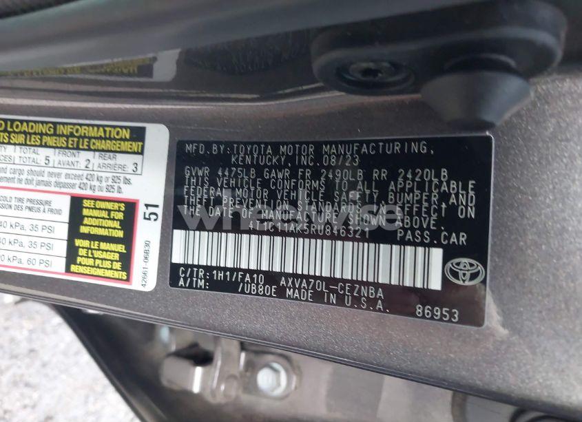 Photo 9 of 2024 Toyota Camry LE (VIN 4T1C11AK5RU846321)