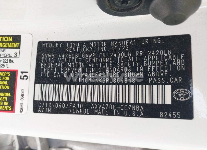 Photo 9 of 2024 Toyota Camry LE (VIN 4T1C11AK5RU864818)