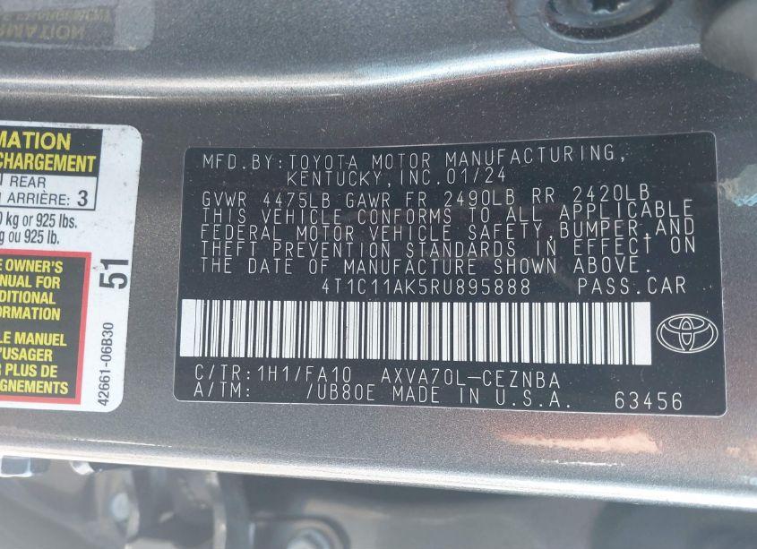 Photo 9 of 2024 Toyota Camry LE (VIN 4T1C11AK5RU895888)