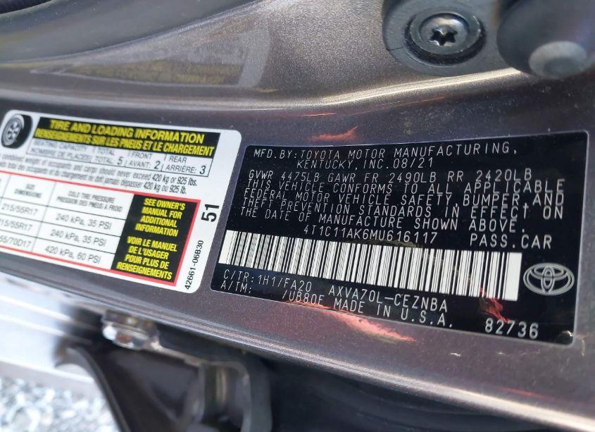 Photo 9 of 2021 Toyota Camry LE (VIN 4T1C11AK6MU616117)