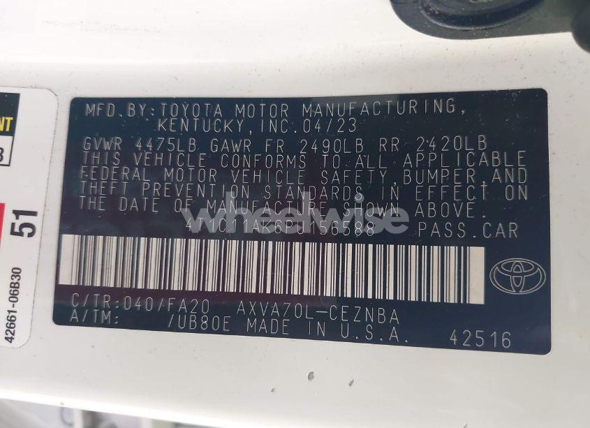 Photo 9 of 2023 Toyota Camry LE (VIN 4T1C11AK6PU156588)
