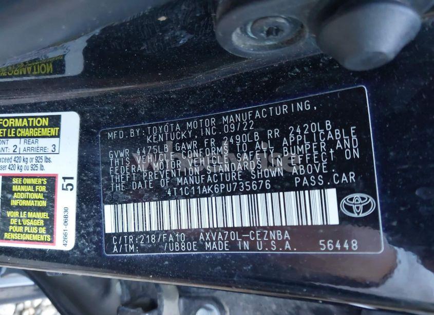 Photo 9 of 2023 Toyota Camry LE (VIN 4T1C11AK6PU735676)