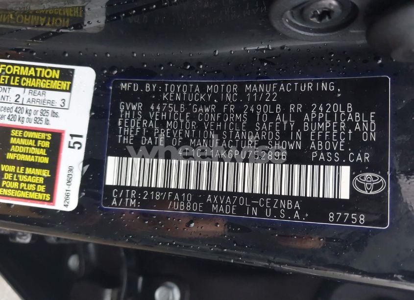 Photo 9 of 2023 Toyota Camry LE (VIN 4T1C11AK6PU752896)