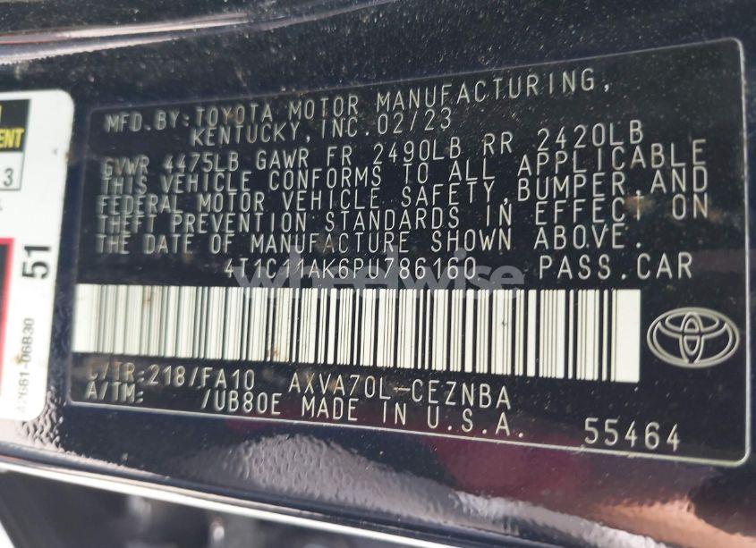 Photo 9 of 2023 Toyota Camry LE (VIN 4T1C11AK6PU786160)