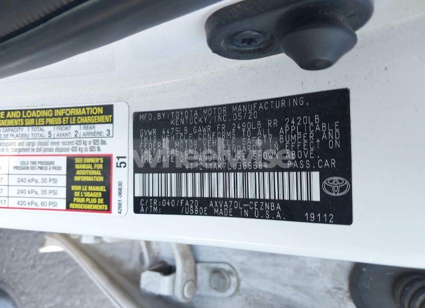 Photo 9 of 2020 Toyota Camry LE (VIN 4T1C11AK7LU368684)