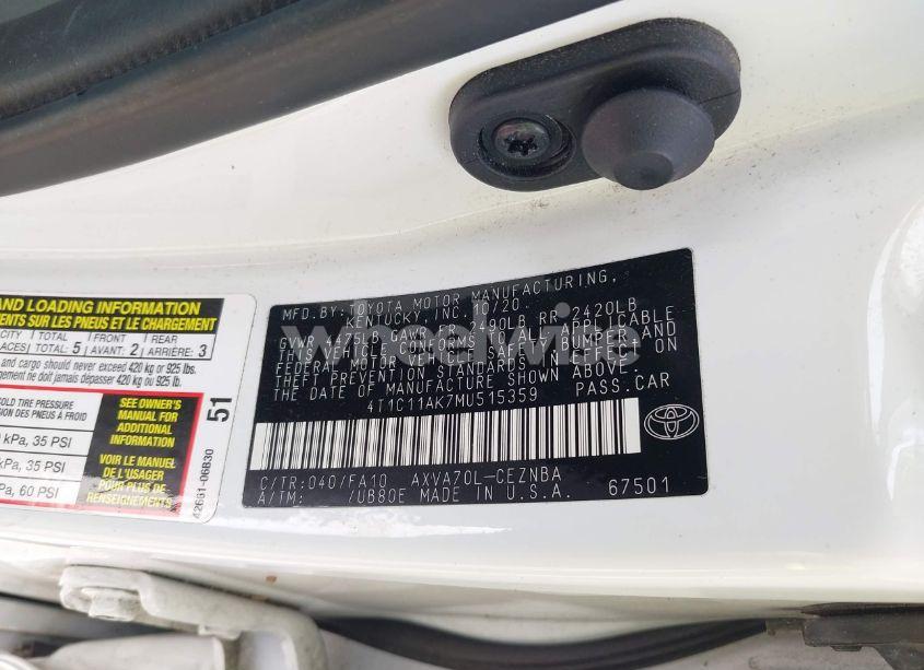 Photo 9 of 2021 Toyota Camry LE (VIN 4T1C11AK7MU515359)