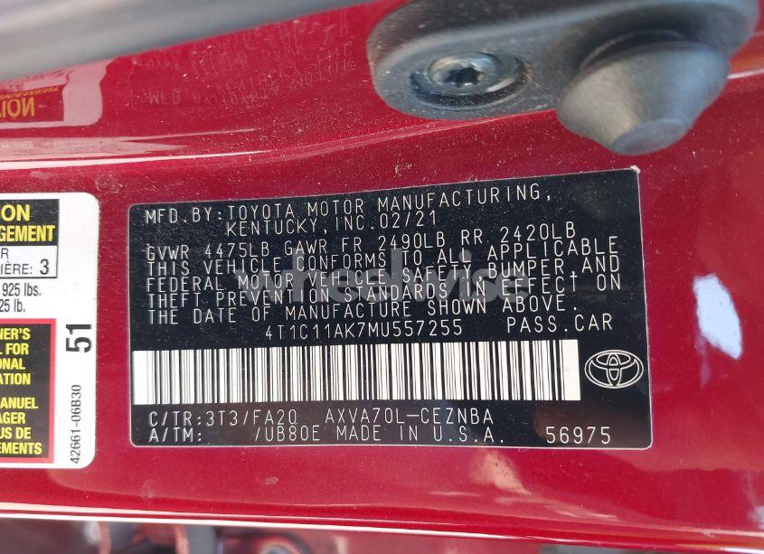 Photo 9 of 2021 Toyota Camry LE (VIN 4T1C11AK7MU557255)