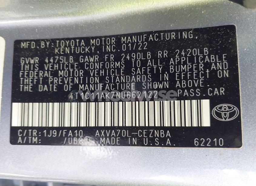 Photo 9 of 2022 Toyota Camry LE (VIN 4T1C11AK7NU662122)