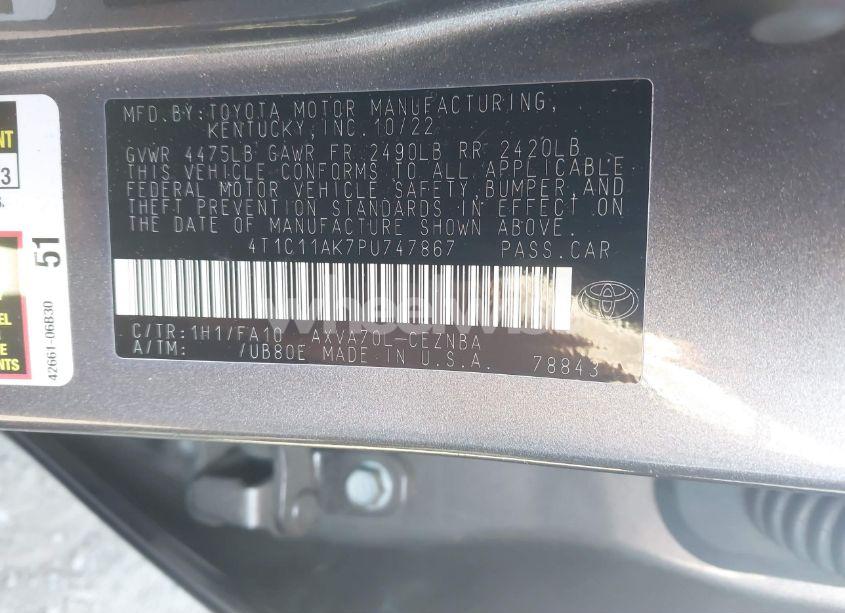 Photo 9 of 2023 Toyota Camry LE (VIN 4T1C11AK7PU747867)