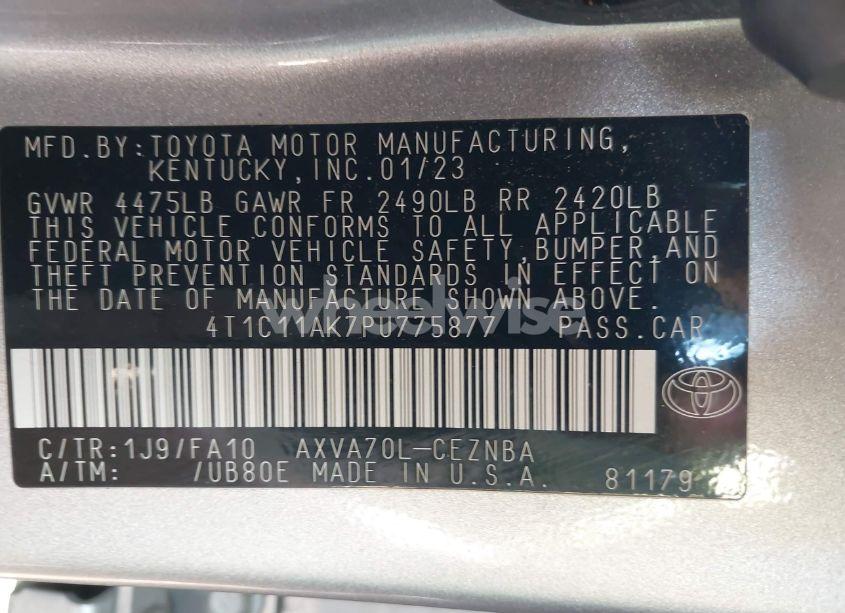 Photo 9 of 2023 Toyota Camry LE (VIN 4T1C11AK7PU775877)