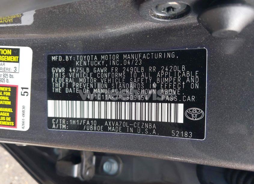 Photo 9 of 2023 Toyota Camry LE (VIN 4T1C11AK7PU809154)