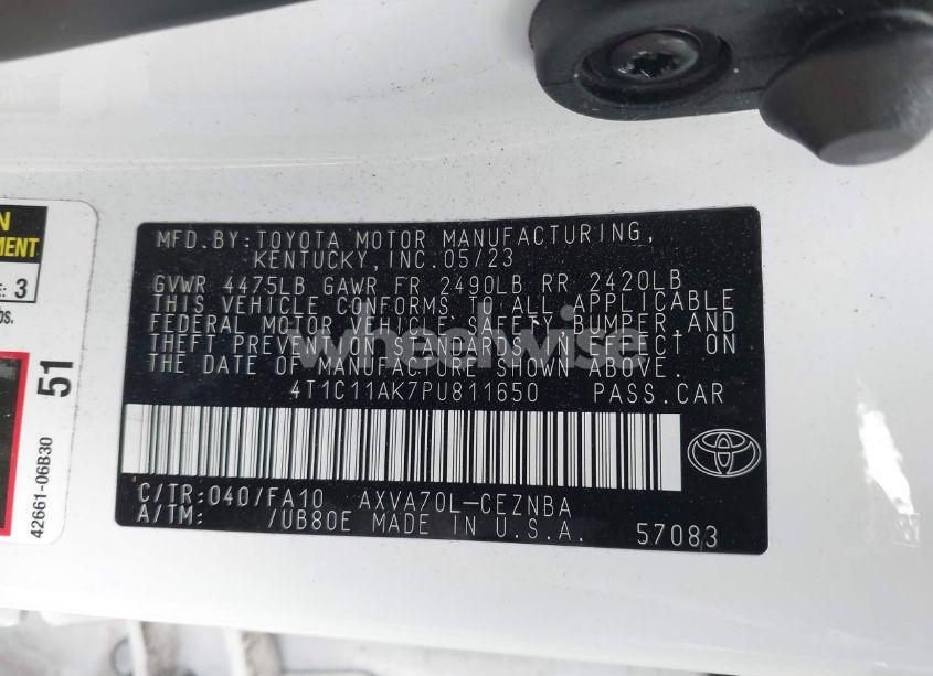 Photo 9 of 2023 Toyota Camry LE (VIN 4T1C11AK7PU811650)