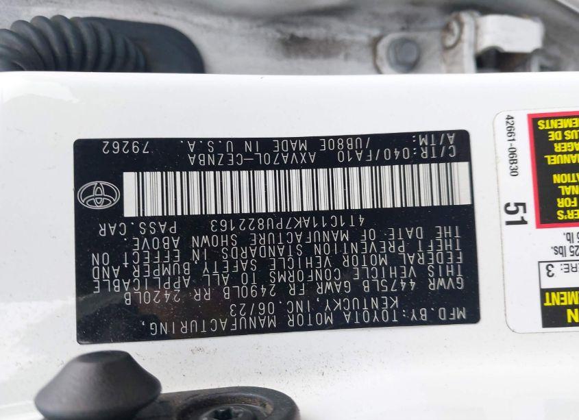 Photo 9 of 2023 Toyota Camry LE (VIN 4T1C11AK7PU822163)