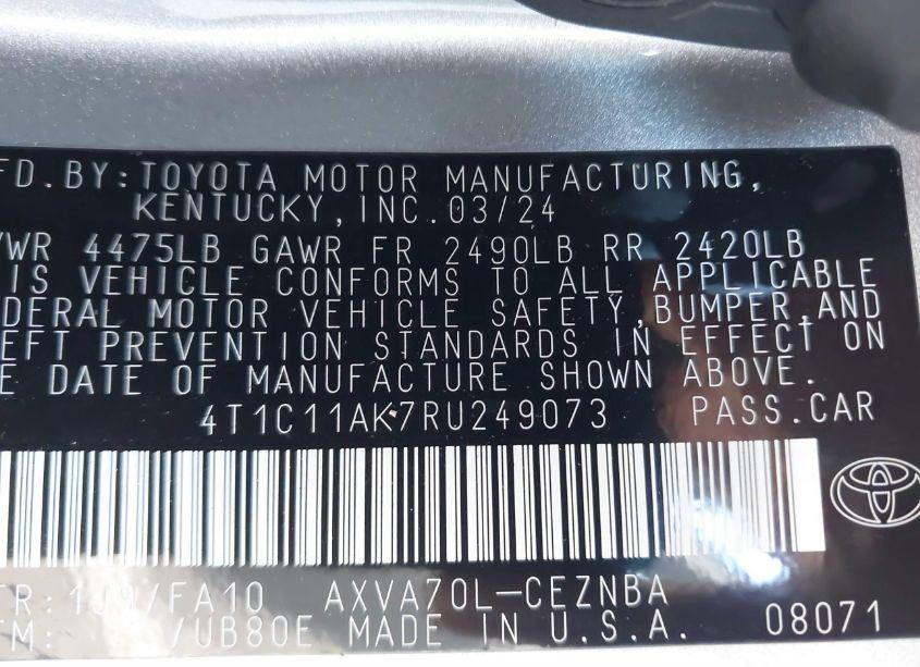 Photo 9 of 2024 Toyota Camry LE (VIN 4T1C11AK7RU249073)