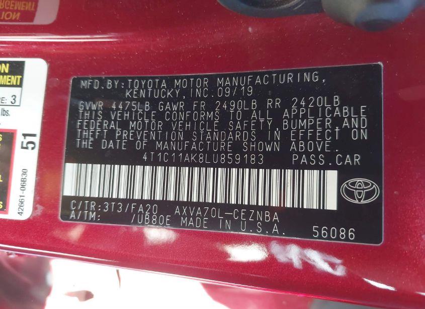 Photo 9 of 2020 Toyota Camry LE (VIN 4T1C11AK8LU859183)