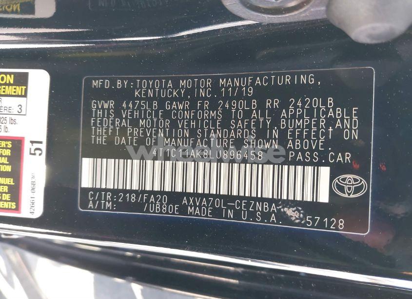 Photo 9 of 2020 Toyota Camry LE (VIN 4T1C11AK8LU896458)