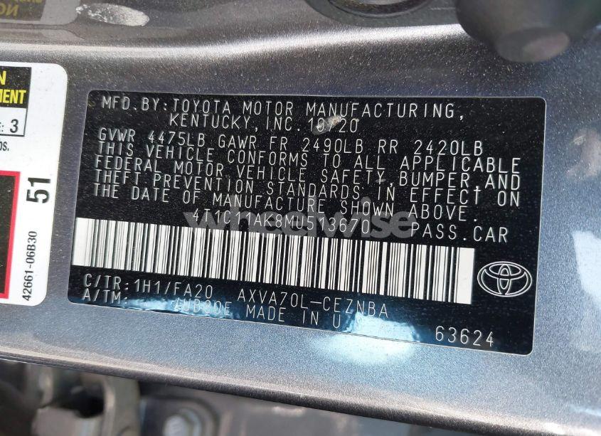 Photo 9 of 2021 Toyota Camry LE (VIN 4T1C11AK8MU513670)