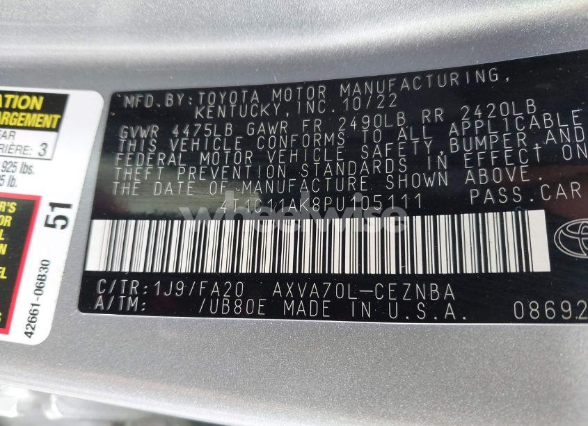 Photo 9 of 2023 Toyota Camry LE (VIN 4T1C11AK8PU105111)