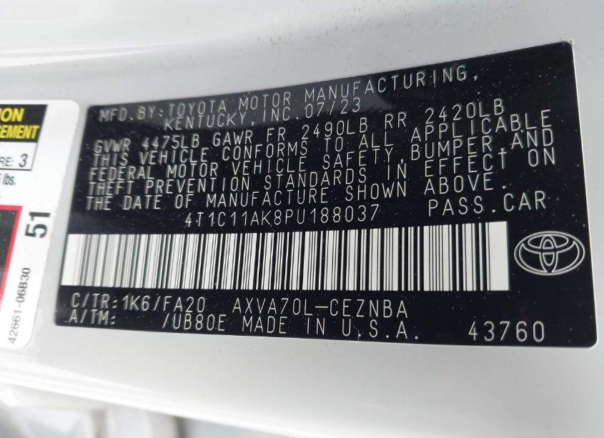 Photo 9 of 2023 Toyota Camry LE (VIN 4T1C11AK8PU188037)