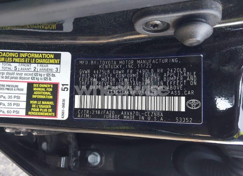 Photo 9 of 2023 Toyota Camry LE (VIN 4T1C11AK8PU756626)