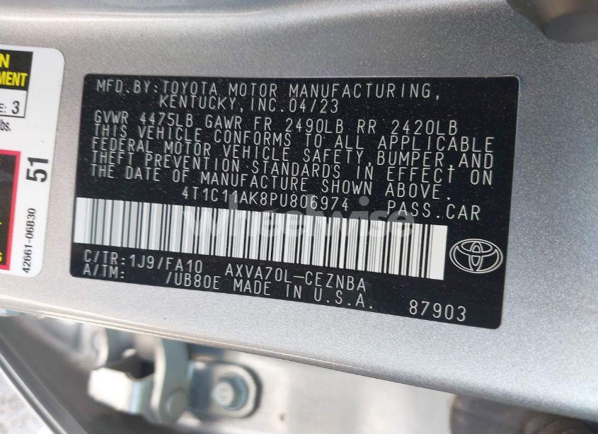 Photo 9 of 2023 Toyota Camry LE (VIN 4T1C11AK8PU806974)