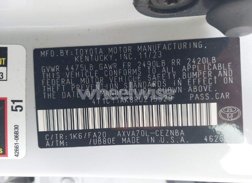 Photo 9 of 2024 Toyota Camry LE (VIN 4T1C11AK8RU215529)