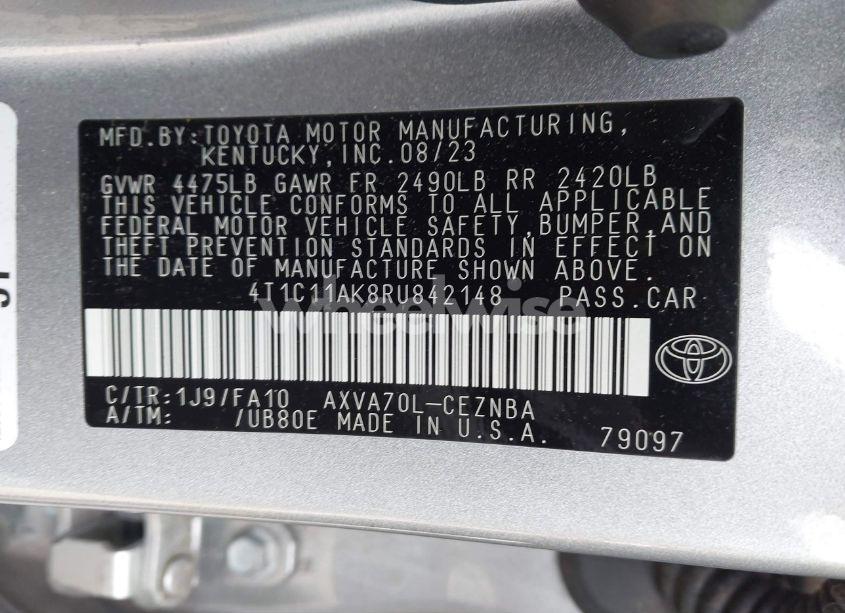 Photo 9 of 2024 Toyota Camry LE (VIN 4T1C11AK8RU842148)