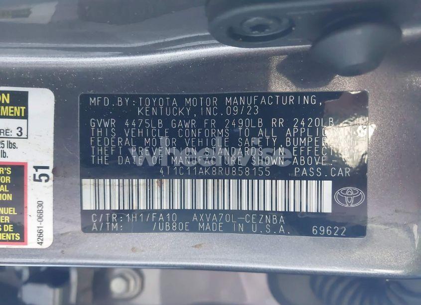 Photo 9 of 2024 Toyota Camry LE (VIN 4T1C11AK8RU858155)