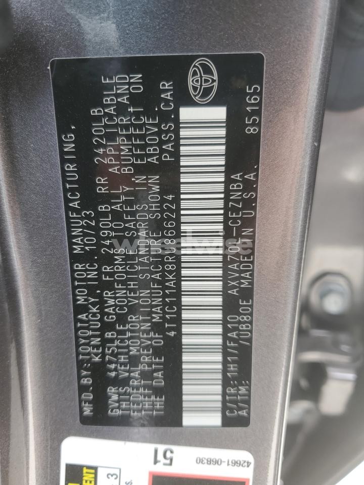 Photo 13 of 2024 TOYOTA CAMRY LE (VIN 4T1C11AK8RU866224)