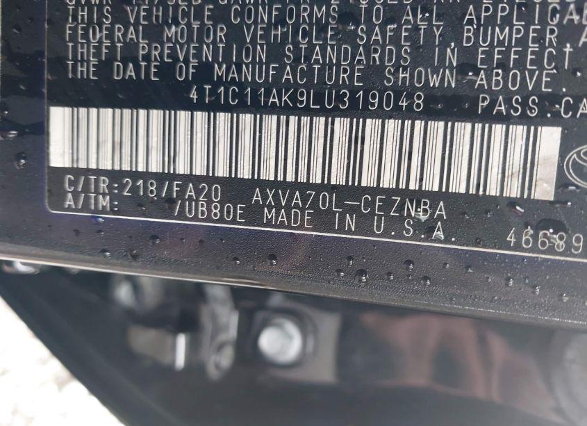 Photo 9 of 2020 Toyota Camry LE (VIN 4T1C11AK9LU319048)