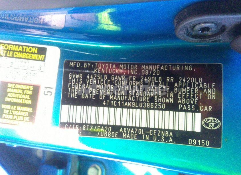 Photo 9 of 2020 Toyota Camry LE (VIN 4T1C11AK9LU386250)