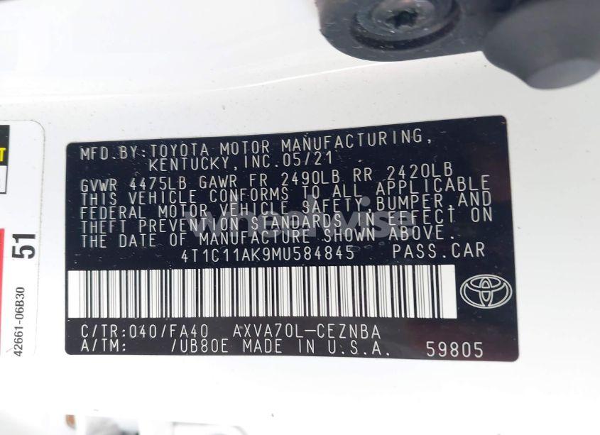 Photo 9 of 2021 Toyota Camry LE (VIN 4T1C11AK9MU584845)