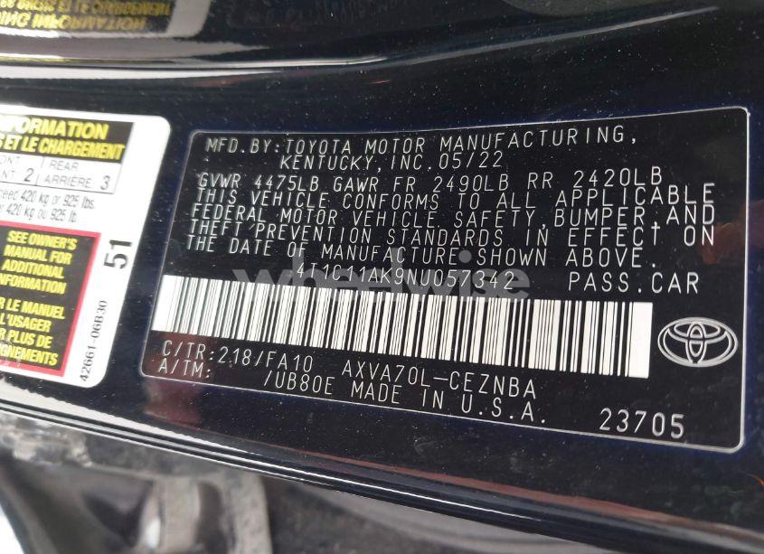 Photo 9 of 2022 Toyota Camry LE (VIN 4T1C11AK9NU057342)