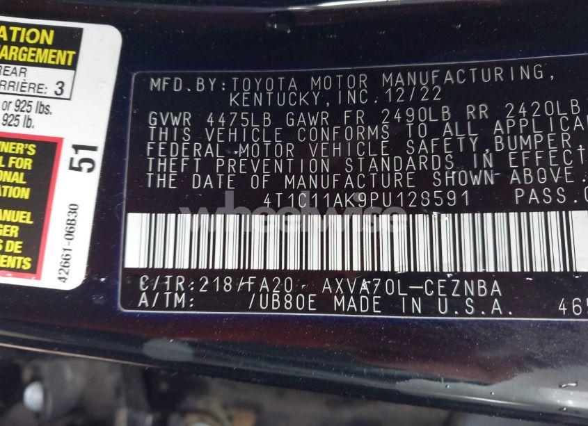 Photo 9 of 2023 Toyota Camry LE (VIN 4T1C11AK9PU128591)