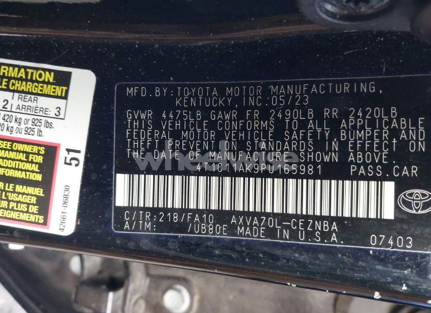 Photo 9 of 2023 Toyota Camry LE (VIN 4T1C11AK9PU165981)