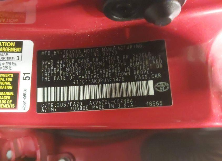 Photo 9 of 2023 Toyota Camry LE (VIN 4T1C11AK9PU171876)