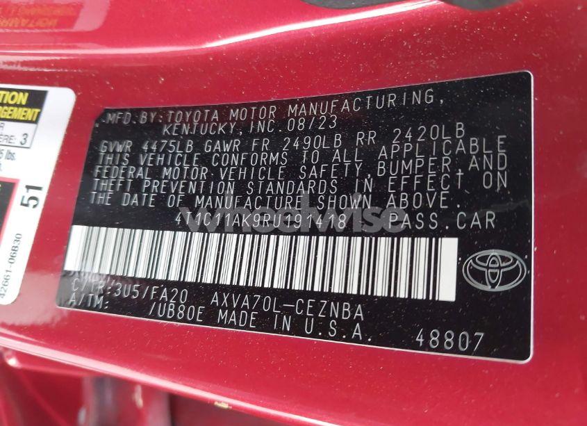 Photo 9 of 2024 Toyota Camry LE (VIN 4T1C11AK9RU191418)