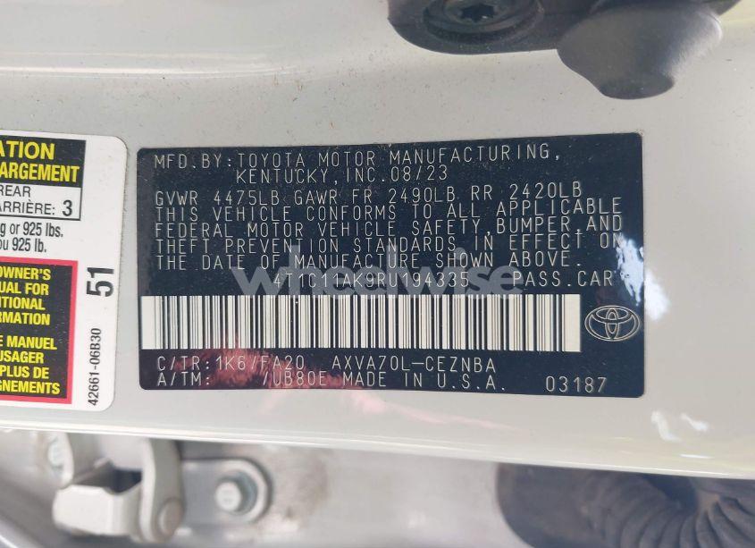 Photo 9 of 2024 Toyota Camry LE (VIN 4T1C11AK9RU194335)