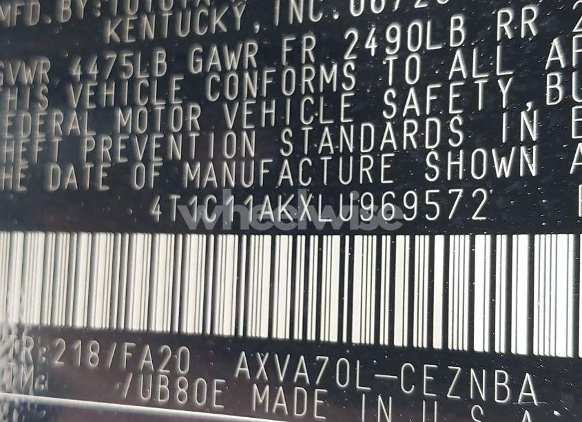 Photo 9 of 2020 Toyota Camry LE (VIN 4T1C11AKXLU969572)