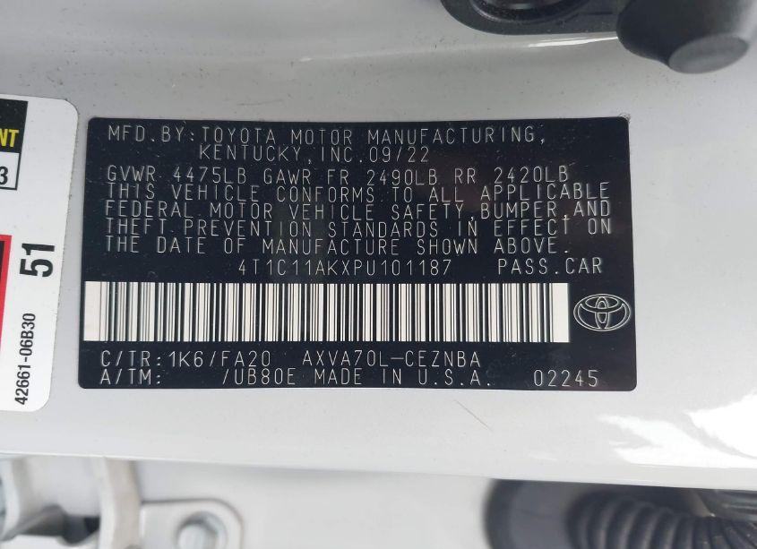 Photo 9 of 2023 Toyota Camry LE (VIN 4T1C11AKXPU101187)