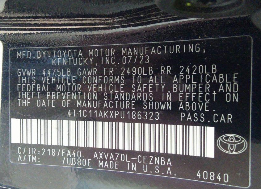 Photo 9 of 2023 Toyota Camry LE (VIN 4T1C11AKXPU186323)