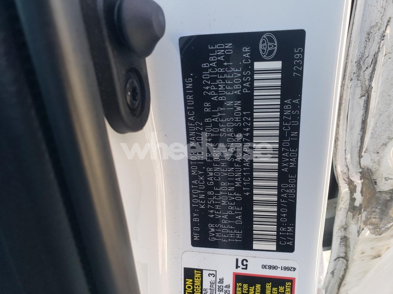 Photo 13 of 2023 TOYOTA CAMRY LE (VIN 4T1C11AKXPU744221)