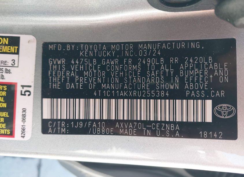 Photo 9 of 2024 Toyota Camry LE (VIN 4T1C11AKXRU255384)