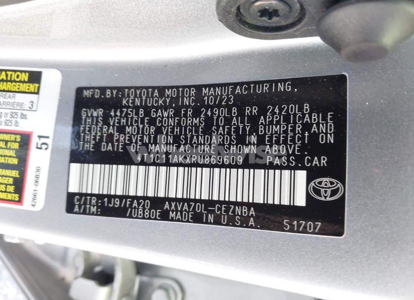 Photo 9 of 2024 Toyota Camry LE (VIN 4T1C11AKXRU869609)